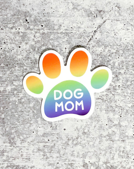 Rainbow Ombré Dog Mom Paw Print Sticker